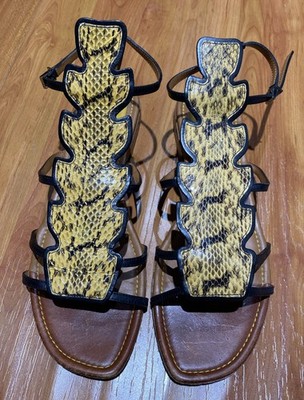 Fendi Python Detail Flat Leather Sandals Size 40