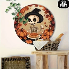 2D Flat2D Retro Metal Wall Decoration 8X8Inch Round Halloween Decoration, Fantas