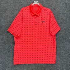 Under Armour Playoff Polo Shirt Mens XXL Coral Geometric Golf Performance Shirt