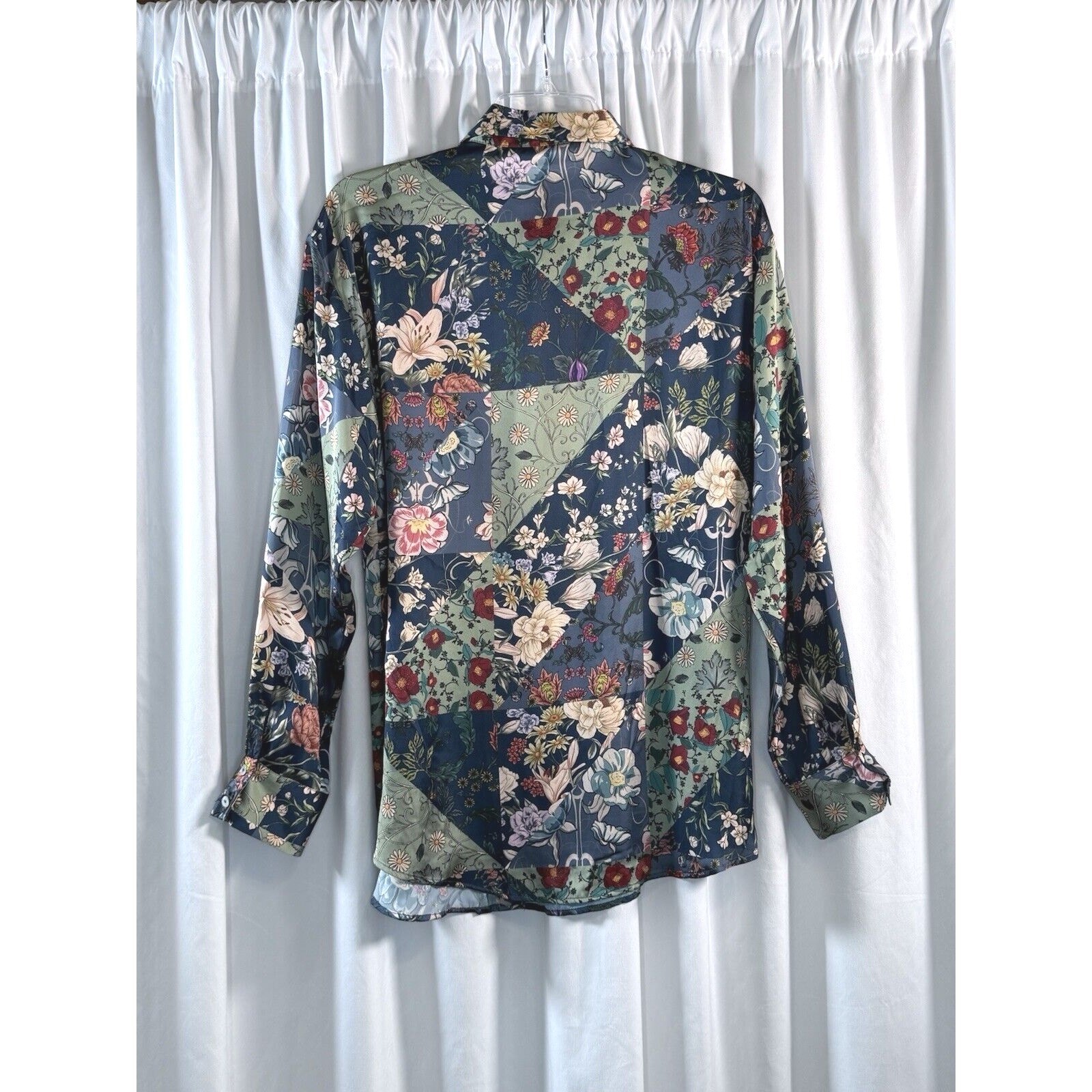Zara Floral Patchwork Print Button Down Long Slee… - image 12