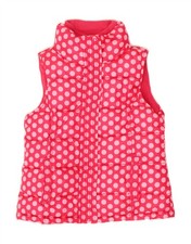 GAP Girls Padded Gilet 6-7 Years Small Pink Polka Dot Polyester BQ35