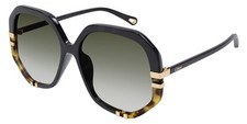 New Chloe Women Geometric Sunglasses CH0105S 002 Black/Green Gradient 58mm