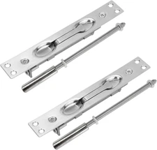 2 Sets 6.7 Inch Extension Flush Bolt for Double Doors Satin Silver Flip-Lever