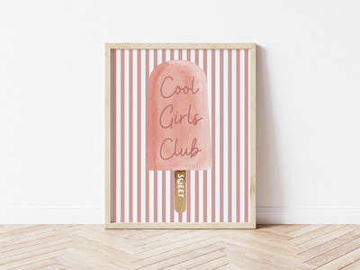 Cool Girls Club Wandbilddruck, Kinderzimmer Wandposter, Mädchenzimmer Deko, Kinder