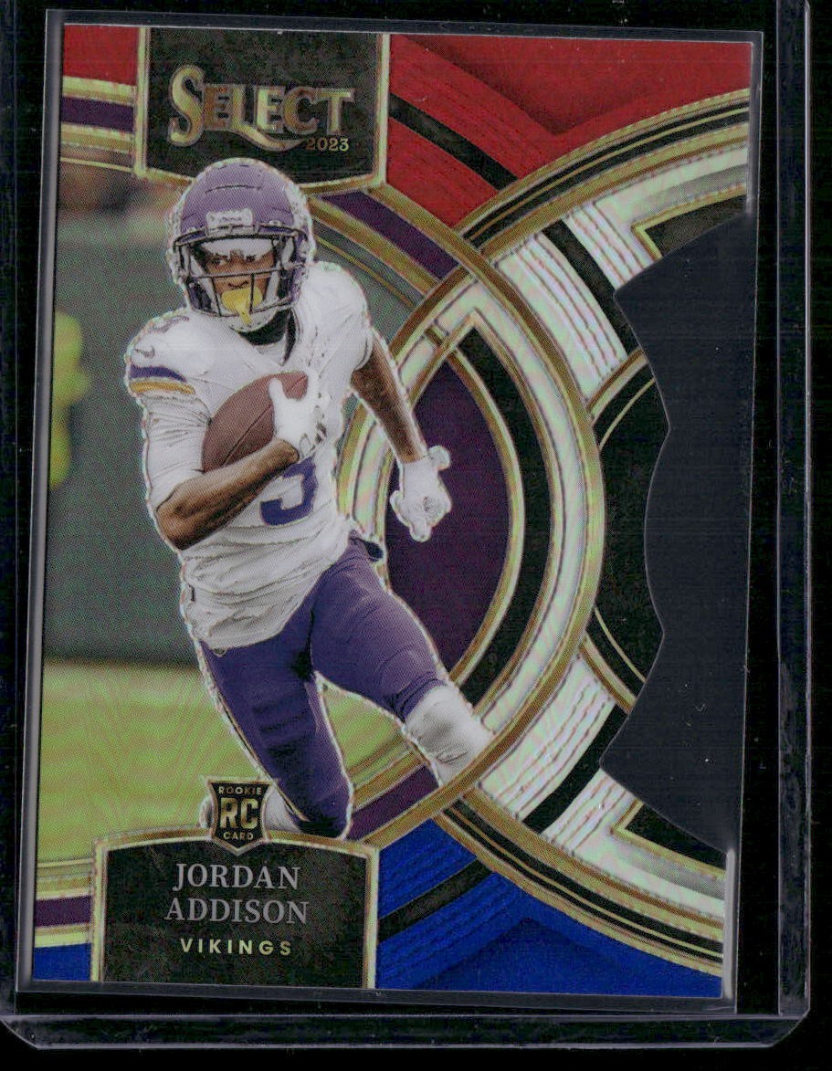 2023 Panini Select #194 Jordan Addison Red and Blue Prizms Die Cuts (RC)