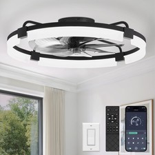 24" Ceiling Fans with Lights and Remote, Modern Low Profile Ceiling Fan, 3 CC...