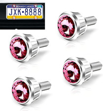 4 PCS License Plate Screws Fastener Kit, Sparkling Rhinestone Car Anti Theft ...