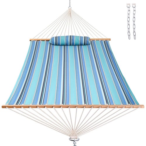 Lazy Daze 12 FT Sunbrella Fabric Hammock with Spreader Bars and Free Pillow F...