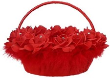 Red Flower Girl Basket, Petal Basket, Wedding Ceremony, Banquet Decoration, Bow