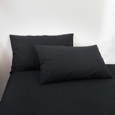 FOSSA Pillowcases Set Of 2 Washed Cotton Linen Feel Envelope Closure King