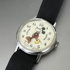 Disney Mickey Mouse WristwatchBlackBand Timepiece original plastic coving unused
