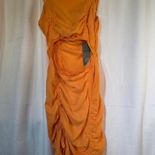 Wild Fable Orange Spagetti Strap Cut Out Ruched Midi Bodycon Dress XS