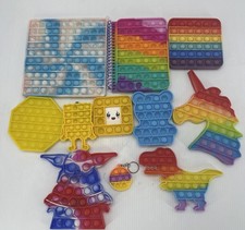 Pop-it Sensory Fidget Bundle Lot Of 11 Colorful Toys - Unicorn, Dinosaur, More 