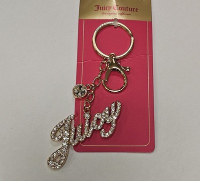 JUICY COUTURE Bag Charm  GOLD METAL KEYCHAIN JUICY LOGO New