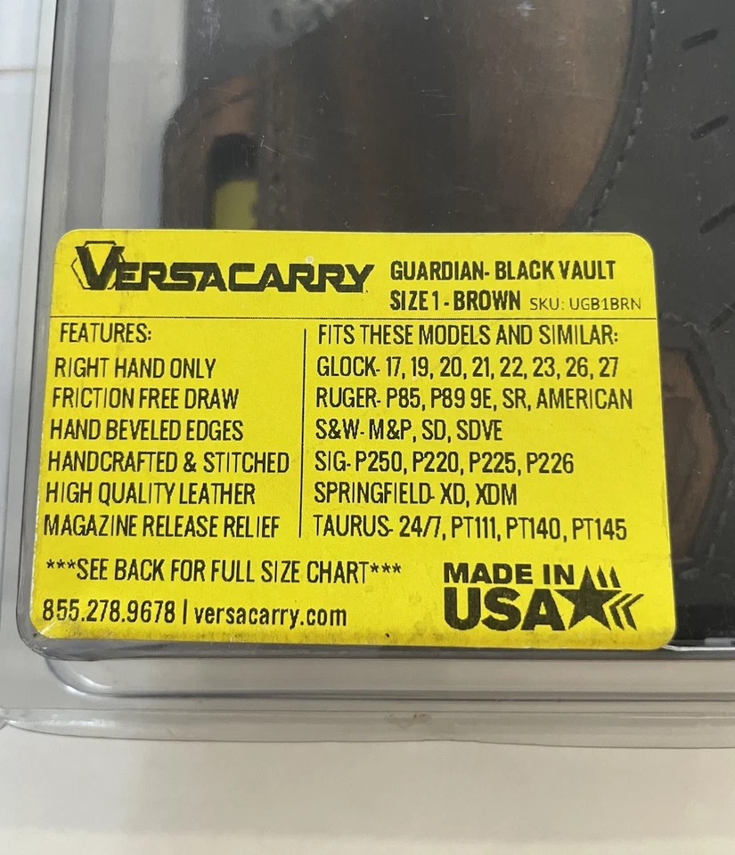 Черная кобура Versacarry Underground Premium Guardian для Glock 17/19 и более - Изображение 2 из 4