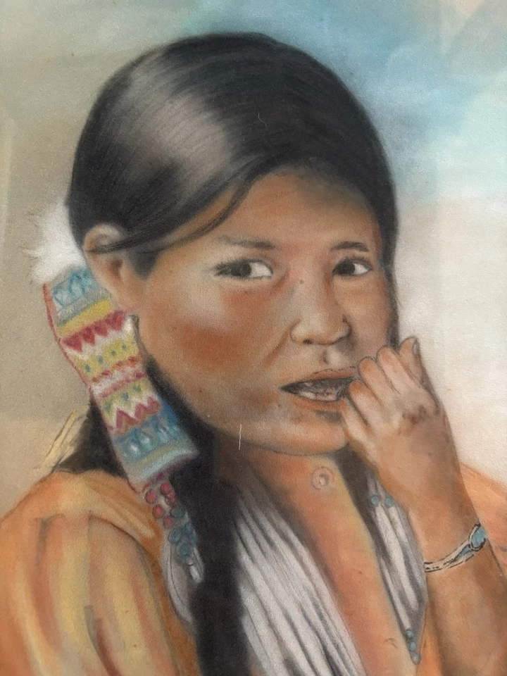 Letrero de boceto pastel original del artista Evening Thunder de colección nativo americano Foto 4 de 4