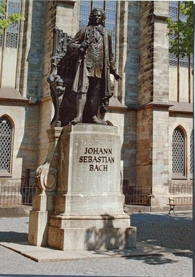 Ansichtskarte Leipzig - Denkmal Johann Sebastian Bach an der Thomaskirche