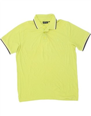 DACK'S Mens Polo Shirt Large Yellow Cotton AX08