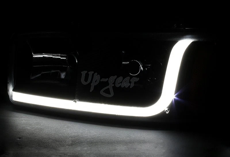 Faros LED DRL transparentes negros para GMC Sierra/Yukon XL 1500 2500 + lámpara de parachoques 4 piezas Foto 3 de 4