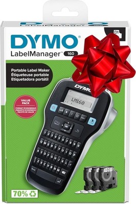 DYMO LabelManager 160 Portable Label Maker Bundle, Includes 2 D1 label cassettes