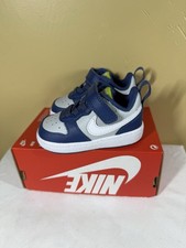 Nike Court Borough Low 2 TDV Toddler Sneakers Blue/White Hook  Loop 4C