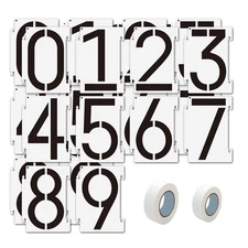 5 inch Number Stencils, 20PCS 0-9 Address Curb Stencil Kit Reusable Plastic N...