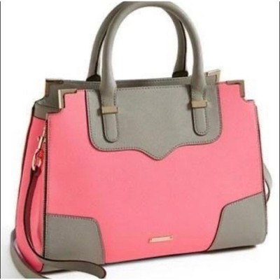 Rebecca Minkoff Amorous Satchel Bright Pink Gray Leather Bag Crossbody Strap