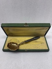 Sch&ouml;pfl&ouml;ffel, Zuckerl&ouml;ffel, Messing mit Silber, Jugendstil Frankreich Antik