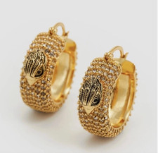 Kurt Geiger London Signature Eagle Pavé Crystal Huggie Hoop Earrings Gold Tone