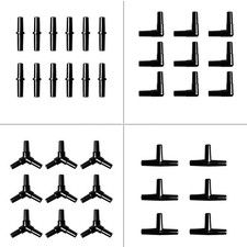 40 PCS Aquarium Airline Tubing Connectors I T L Y 2mm Black Fish Tank Air Supply