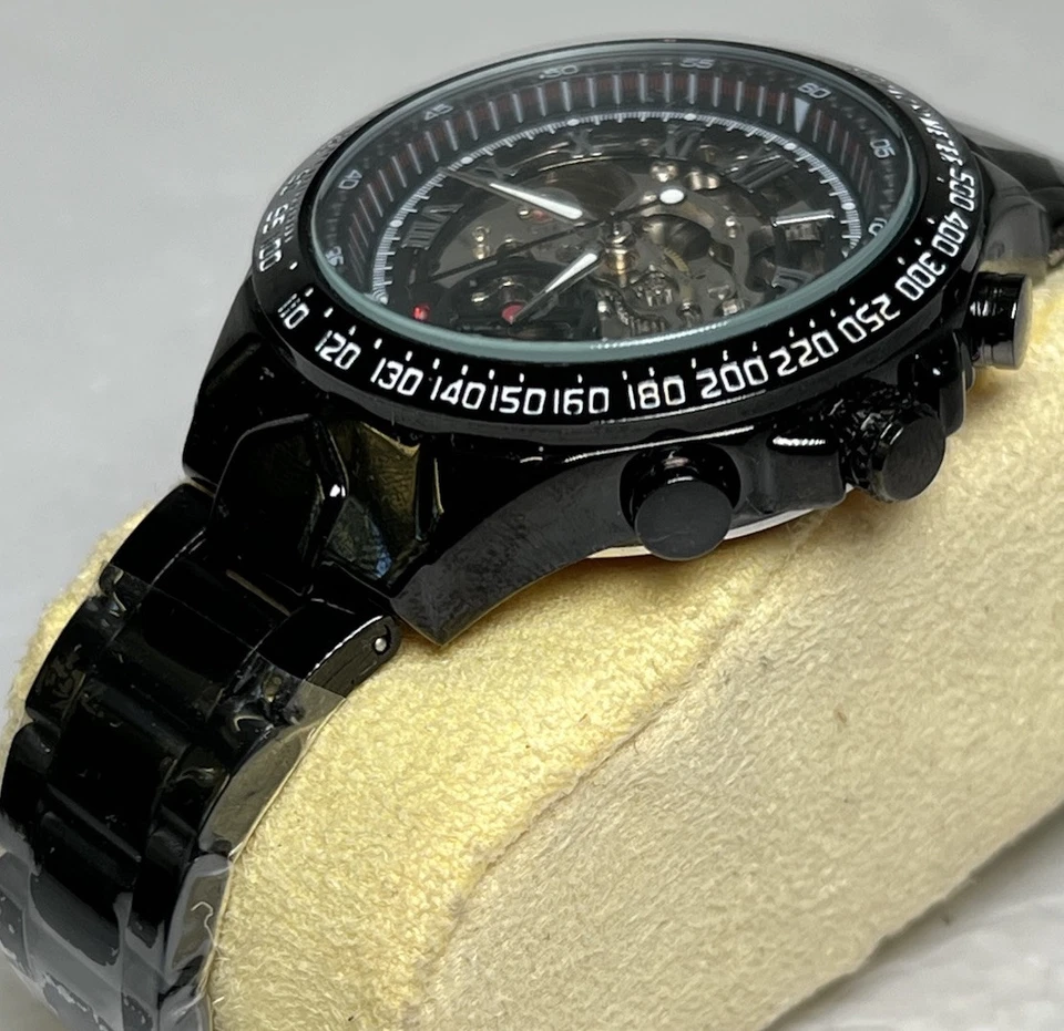 Reloj Automático Esqueleto Hombre Negro Inoxidable 44mm TM432 Informal GANADOR Foto 3 de 4