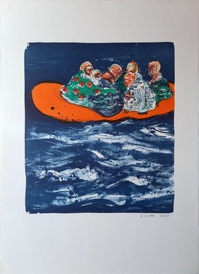 DANIEL RICHTER - The Crew (Tarifa). Handsignierte Farblithographie, Griffelkunst