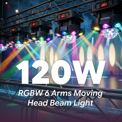 UKING 6 Arms Moving Head Light 5IN1 Beam Laser Disco Ball Light DJ Light DMX
