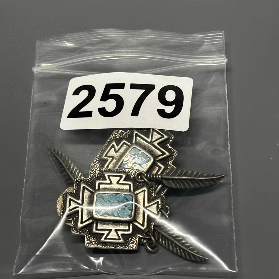 Brinco pendurado de penas com incrustação turquesa sudoeste estilo boho ocidental tribal - Imagem 4 de 4