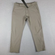 Lululemon Commission Pants Mens 33x27 Beige Performance Tech Golf Chino HEMMED *