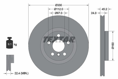 Textar 92274405 Bremsscheibe vorne für BMW MINI