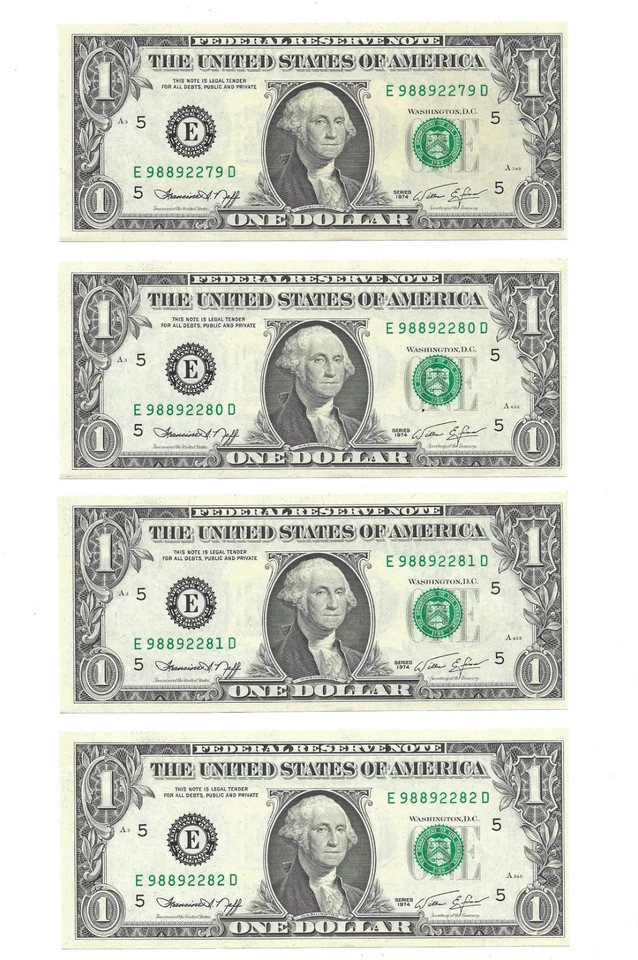 1974 $1 RICHMOND FRNs. 22 Consecutive, Crisp & UNCIRCULATED Banknotes. - Image 2 of 4