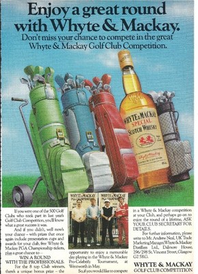 Whyte & Mackay Whisky Werbung Golfschläger Tasche Wettbewerb + Man Cave Art A4 Poster