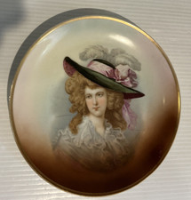 Antique E. FURLAUD SIGNED  Porcelain Plate Portrait OF UNKNOWN LADY 8"