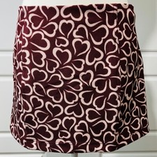 Urban Outfitters Mini Skirt Heart Print A-Line Maroon Casual Size M