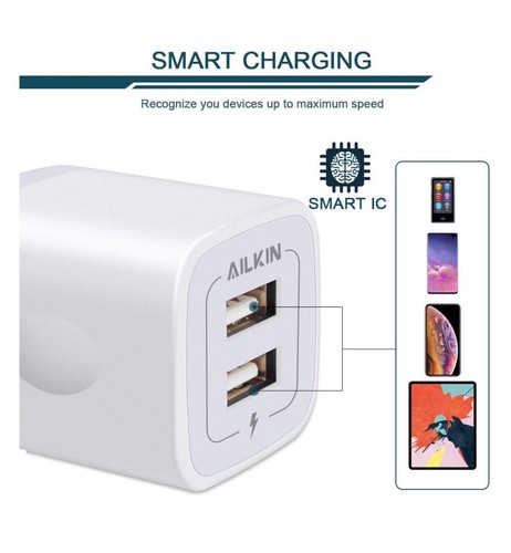 AILKIN USB Wall Plug (5Pack-2Port) Fast Charging Brick AC Power Charger Adapter. - Picture 10 of 12