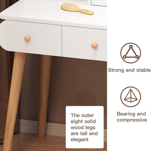 100cm Dressing Table, Makeup Vanity Table with 3 Drawers and 6 Open Storage Rack - Picture 4 of 9