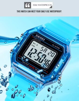 Retro Uhr Herren-Damen Silikon Digital Klassische Sportuhr Wasserdicht 5ATM