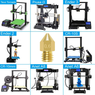 8 Pcs 0.6Mm MK8 Extruder Nozzles 3D Printer Nozzles for Creality Ender 3/3 Pr...