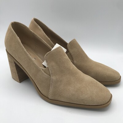 NWT JOIE Wevenly Suede Leather Chunky Block Heel Shoes Tan  display picture 1