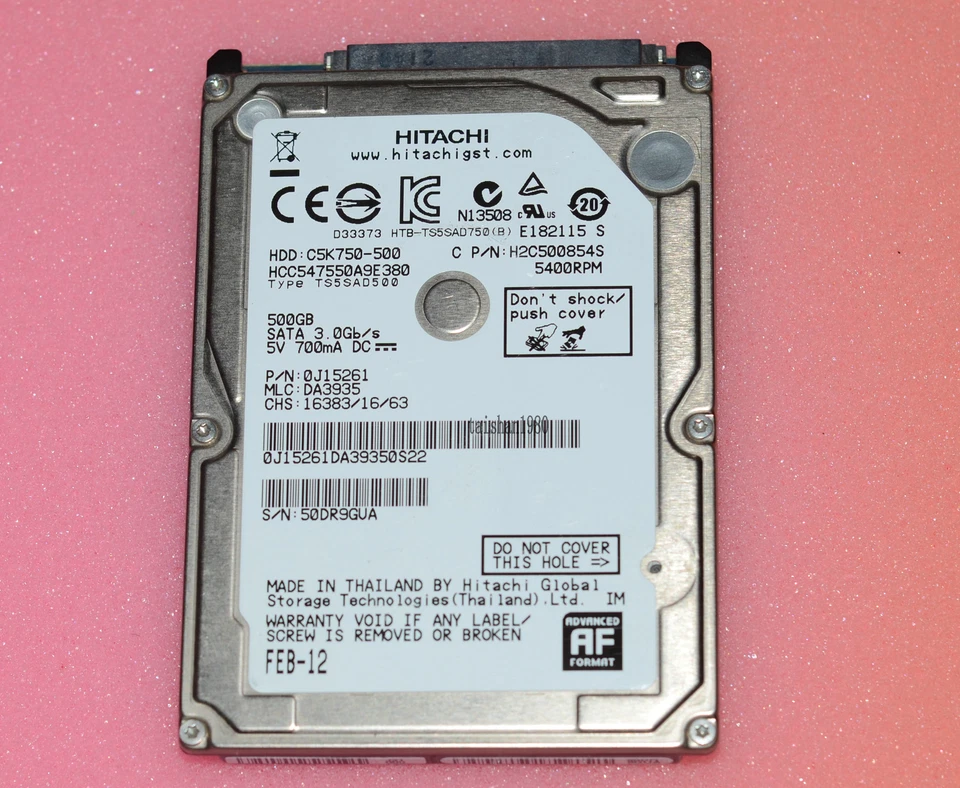 HCC547550A9E380 HITACHI 500 GB 2.5" 5400 RPM 8 MB SATA Hard Disk HDD - Image 2 of 4