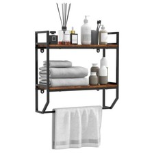 Over the Toilet Shelf Wall Mount Bathroom Metal Frame Rack Organizer W/Towel Bar