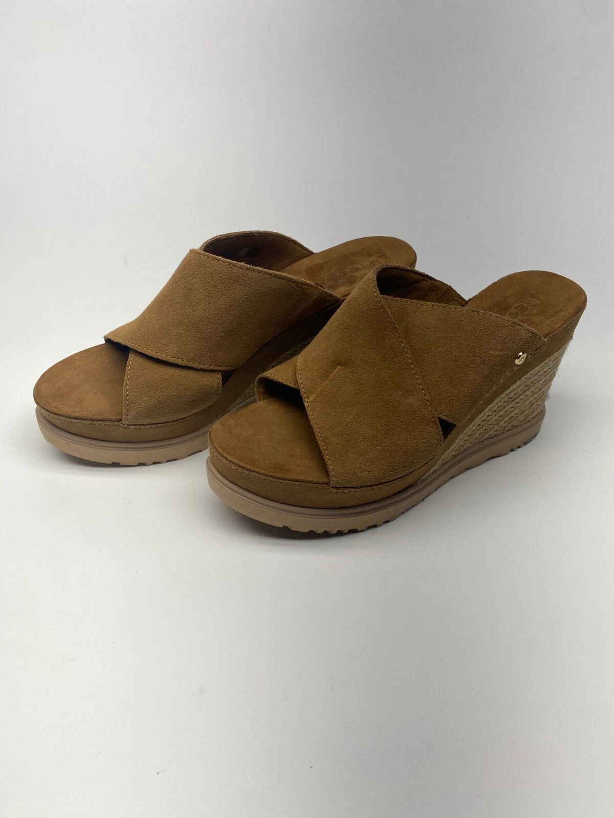Espadrillas UGG donna marrone abate slide scamosciato zeppa taglia 11