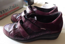 Mephisto Mobils Shoes Easy Fasten Ladies UK 5 Eu 38 Burgundy Leather Wedge+ Box