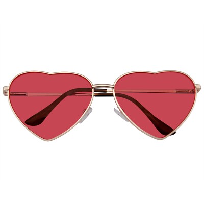 Sunglasses Heart Womens Retro Festival Color Tinted Lenses Metal Frame Shades